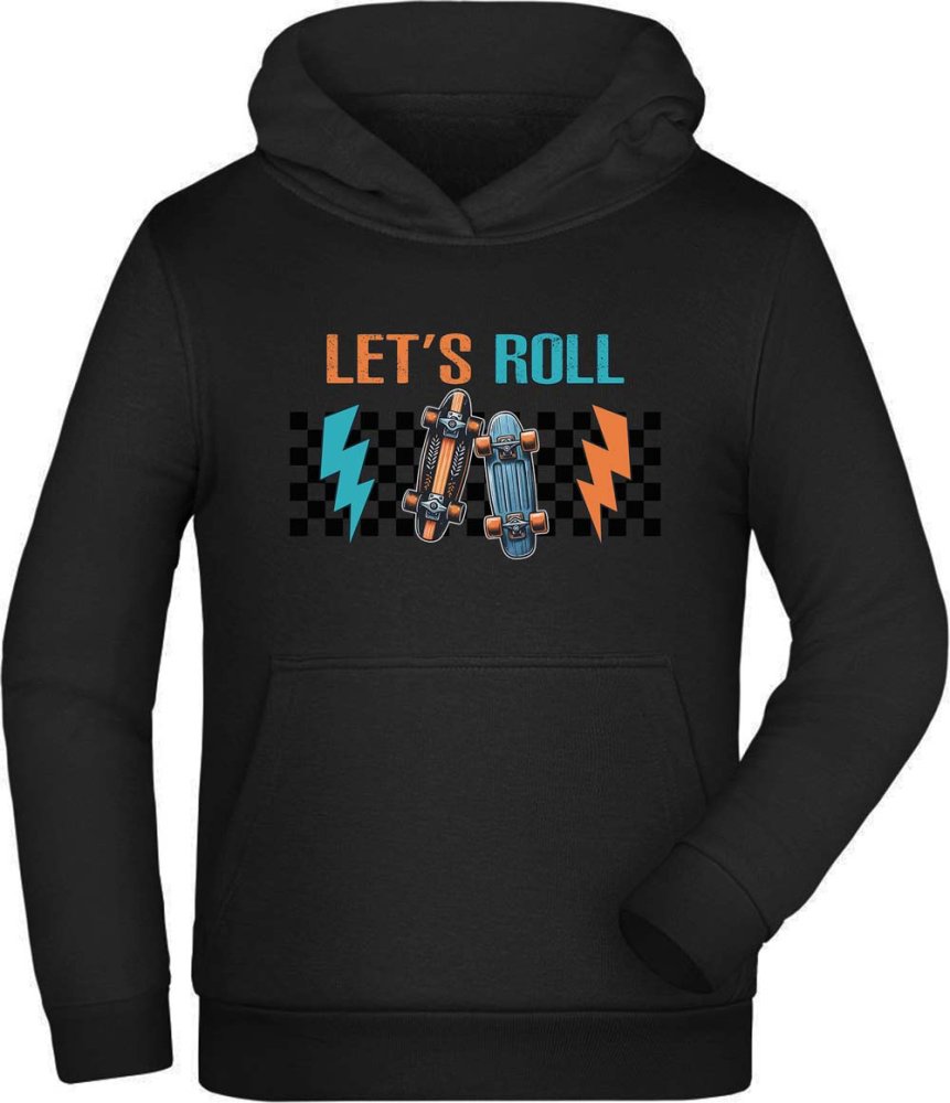 Hooded Sweater Kids Hoodie - Skateboard with Let's Roll Print i531